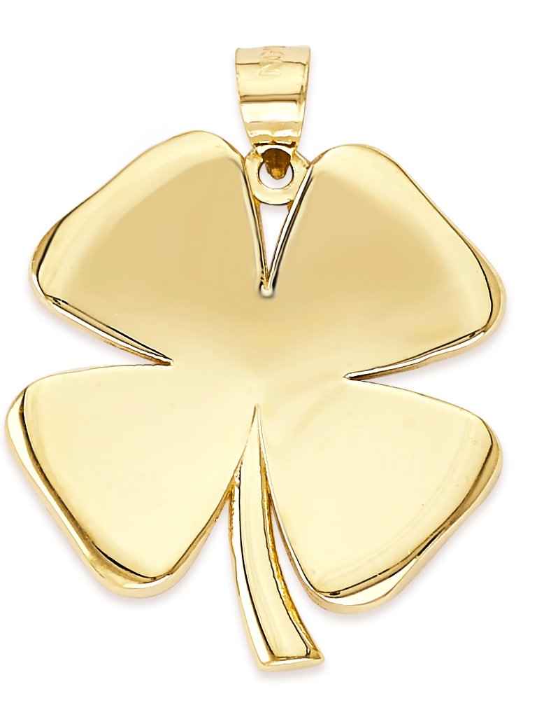 10k Solid Gold Four Leaf Clover Pendant Lucky St Patricks Day Charm